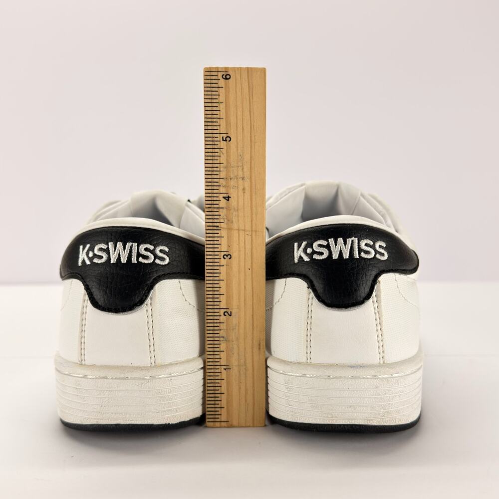 K-Swiss Women 9.5 Hoke CMF Leather Sneakers White Red Stripes 93615-199-M Low - Picture 5 of 12